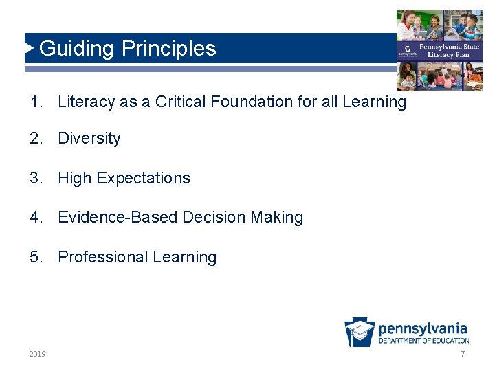 Guiding Principles 1. Literacy as a Critical Foundation for all Learning 2. Diversity 3. Guiding Principles 1. Literacy as a Critical Foundation for all Learning 2. Diversity 3.