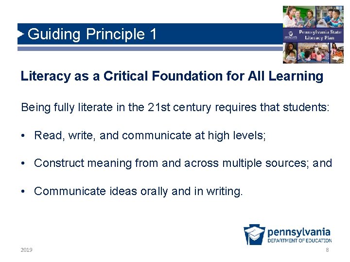 Guiding Principle 1 Literacy as a Critical Foundation for All Learning Being fully literate Guiding Principle 1 Literacy as a Critical Foundation for All Learning Being fully literate
