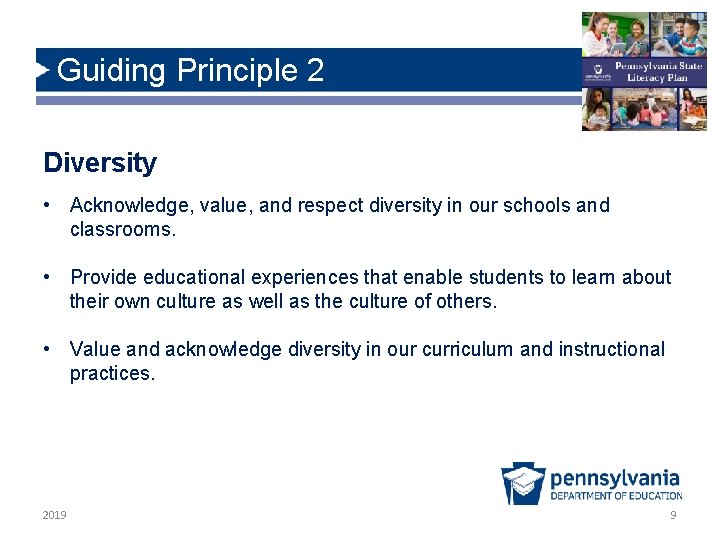 Guiding Principle 2 Diversity • Acknowledge, value, and respect diversity in our schools and Guiding Principle 2 Diversity • Acknowledge, value, and respect diversity in our schools and