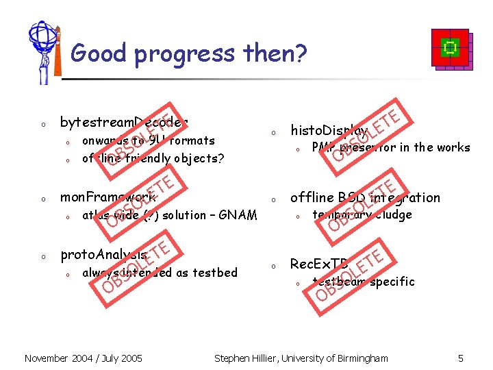 Good progress then? o bytestream. Decoder E o o ET L 9 U formats