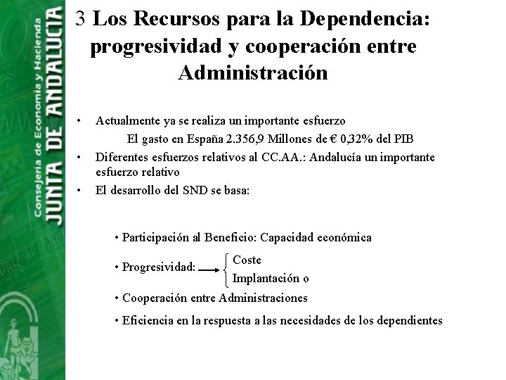 3 Los Recursos para la Dependencia: progresividad y cooperación entre Administración • • •