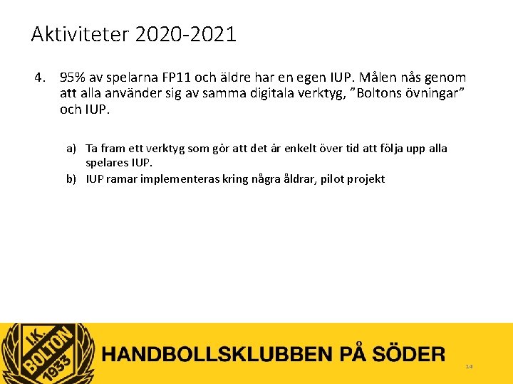 Aktiviteter 2020 -2021 4. 95% av spelarna FP 11 och äldre har en egen