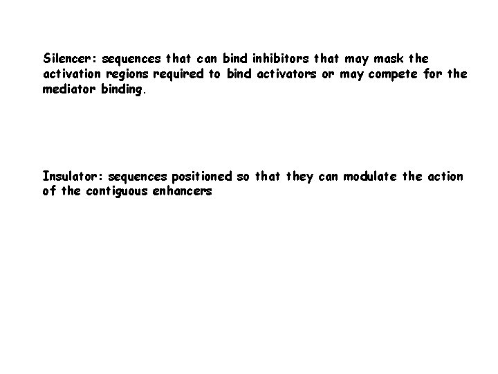 Silencer: sequences that can bind inhibitors that may mask the activation regions required to