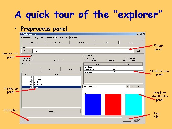 A quick tour of the “explorer” • Preprocess panel Filters panel Domain info. panel
