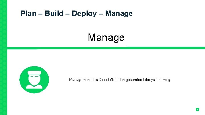 Plan – Build – Deploy – Management des Dienst über den gesamten Lifecycle hinweg