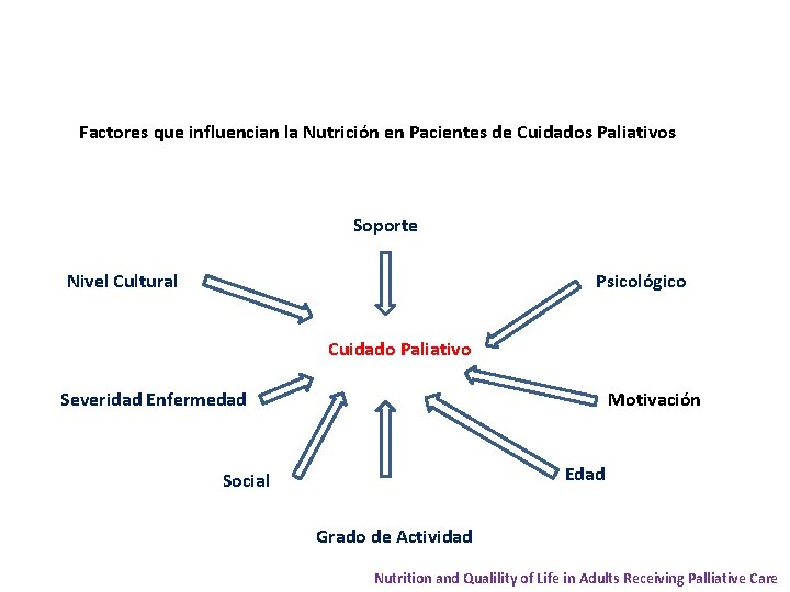 Factores que influencian la Nutrición en Pacientes de Cuidados Paliativos Soporte Nivel Cultural Psicológico