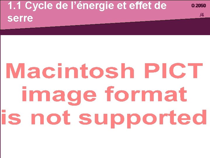 1. 1 Cycle de l’énergie et effet de serre /4 