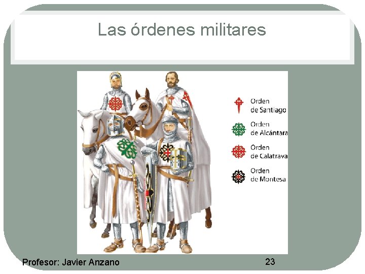 Las órdenes militares Profesor: Javier Anzano 23 