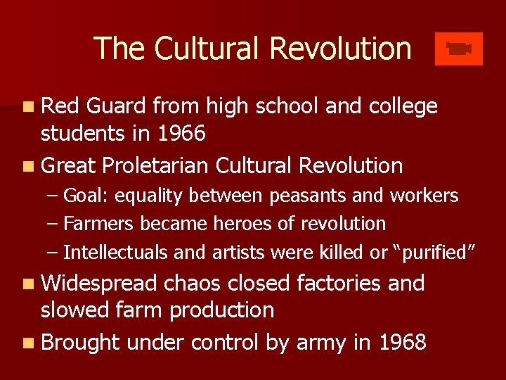 The Cultural Revolution n Red Guard from high school and college students in 1966