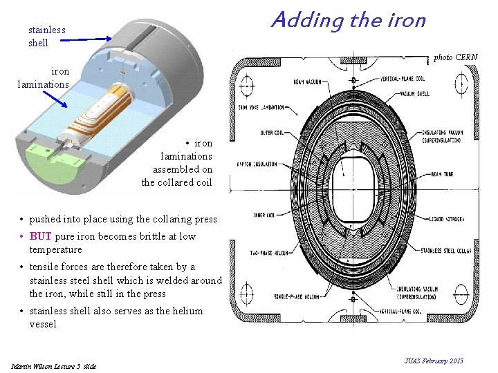 Adding the iron stainless shell photo CERN iron laminations • iron laminations assembled on