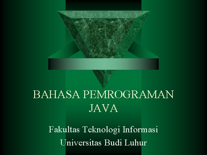 BAHASA PEMROGRAMAN JAVA Fakultas Teknologi Informasi Universitas Budi Luhur 