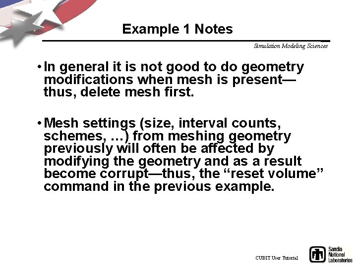 Example 1 Notes Simulation Modeling Sciences • In general it is not good to