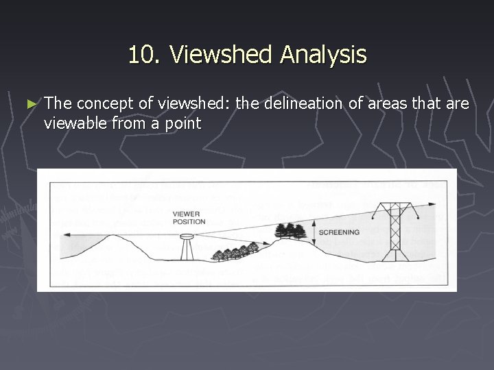 10. Viewshed Analysis ► The concept of viewshed: the delineation of areas that are