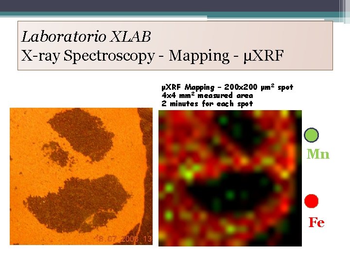 Laboratorio XLAB X-ray Spectroscopy - Mapping - μXRF Mapping – 200 x 200 μm