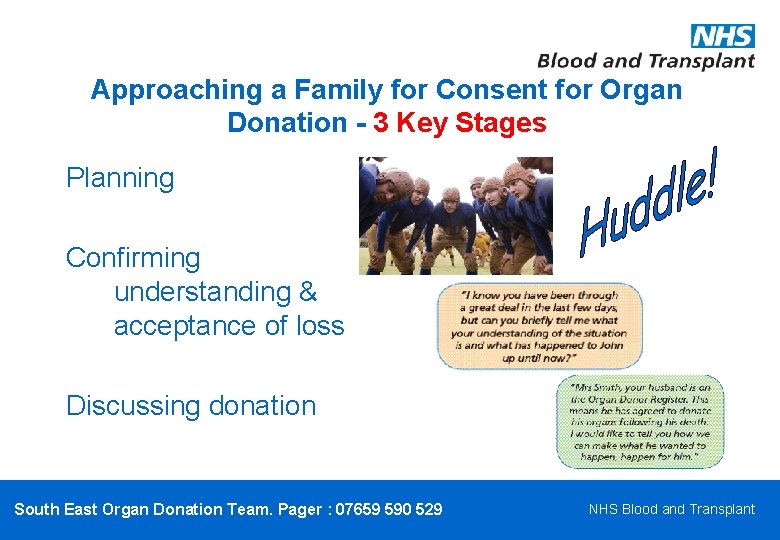 Approaching a Family for Consent for Organ Donation - 3 Key Stages Planning Confirming