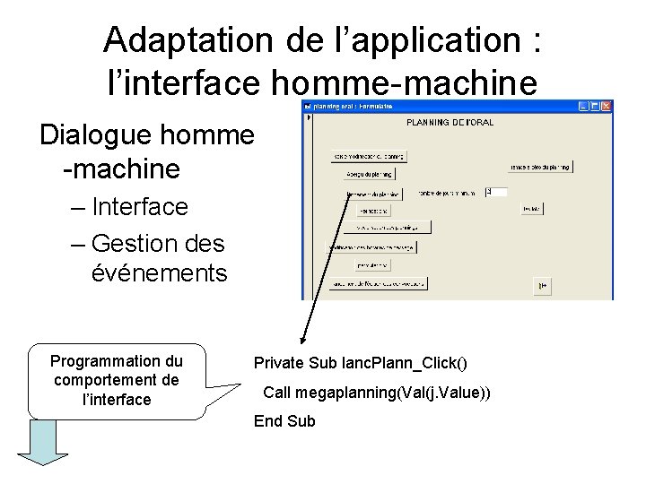 Adaptation de l’application : l’interface homme-machine Dialogue homme -machine – Interface – Gestion des