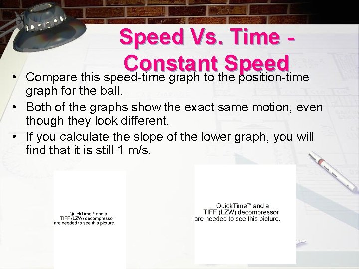  • Speed Vs. Time Constant Speed Compare this speed-time graph to the position-time