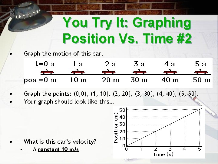 You Try It: Graphing Position Vs. Time #2 • Graph the motion of this