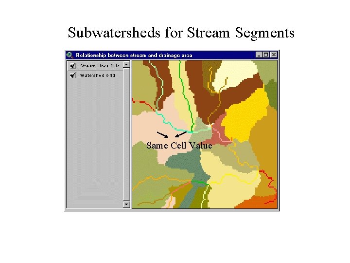 Subwatersheds for Stream Segments Same Cell Value 