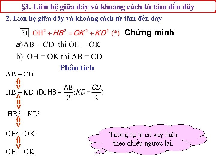 § 3. Liên hệ giữa dây và khoảng cách từ tâm đến dây 2.