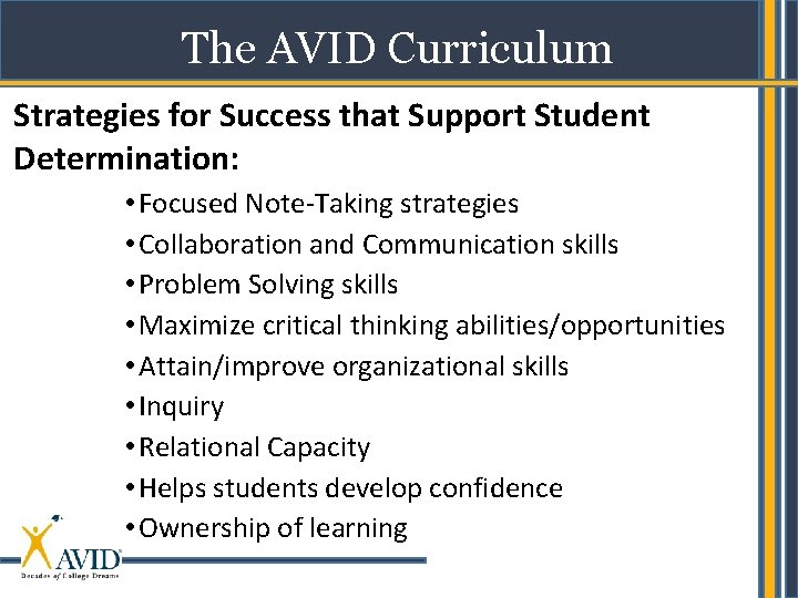 What is AVID Background Purpose and Goals What