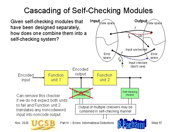 Cascading of Self-Checking Modules Given self-checking modules that have been designed separately, how does