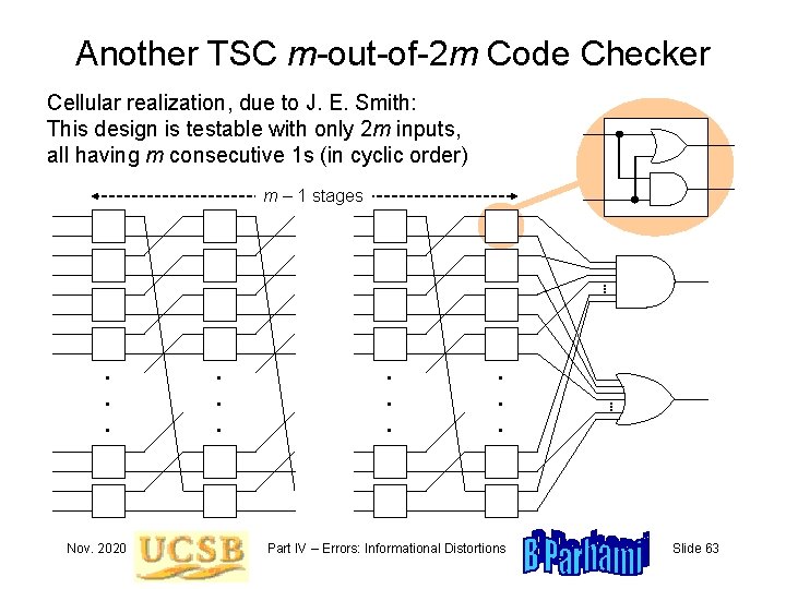Another TSC m-out-of-2 m Code Checker Cellular realization, due to J. E. Smith: This
