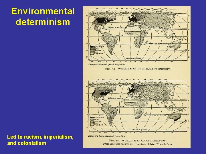 Environmental determinism Led to racism, imperialism, and colonialism 
