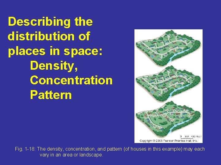 Describing the distribution of places in space: Density, Concentration Pattern Fig. 1 -18: The