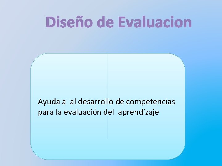 Diseño de Evaluacion Ayuda a al desarrollo de competencias para la evaluación del aprendizaje