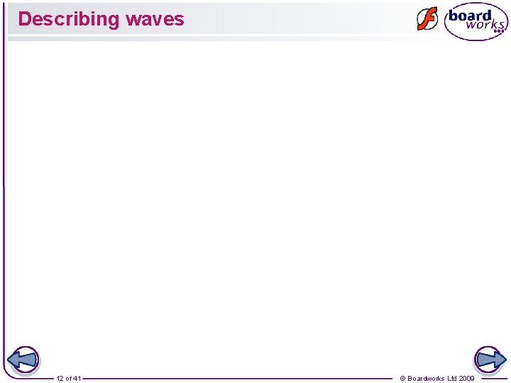 Describing waves 12 of 41 © Boardworks Ltd 2009 