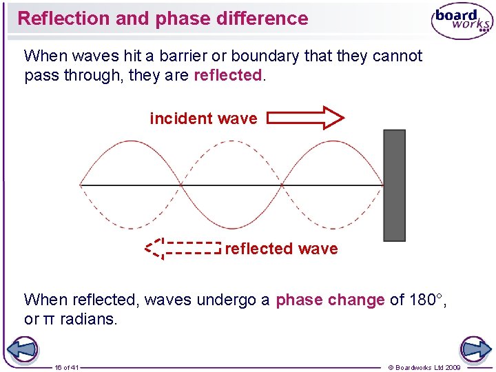 Reflection and phase difference When waves hit a barrier or boundary that they cannot