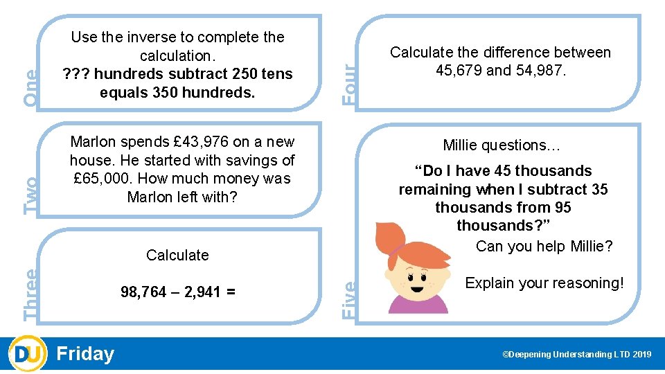 Four One Two Use the inverse to complete the calculation. ? ? ? hundreds