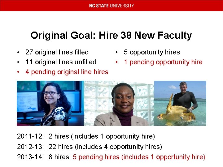 Original Goal: Hire 38 New Faculty • 27 original lines filled • 11 original