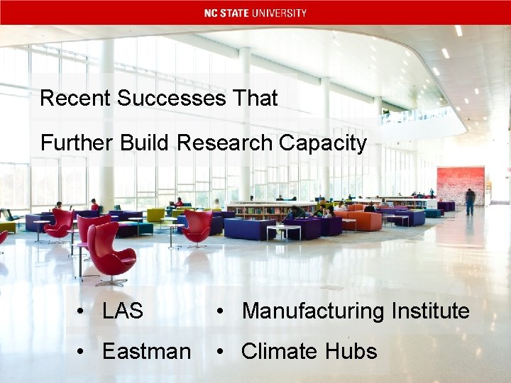 Recent Successes That Further Build Research Capacity • LAS • Manufacturing Institute • Eastman
