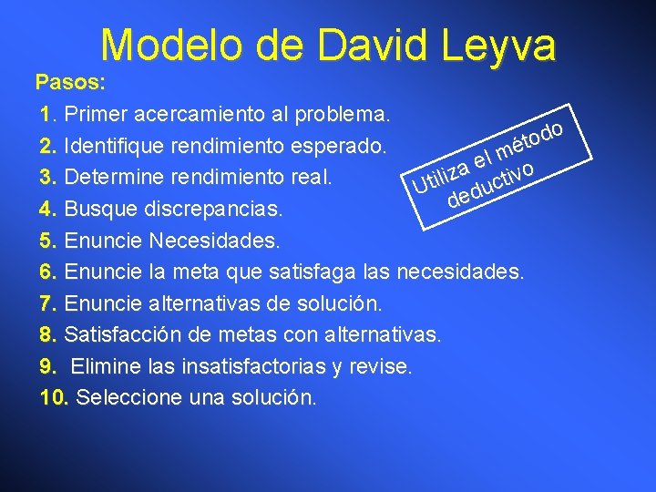Modelo de David Leyva Pasos: 1. Primer acercamiento al problema. do o t 2.