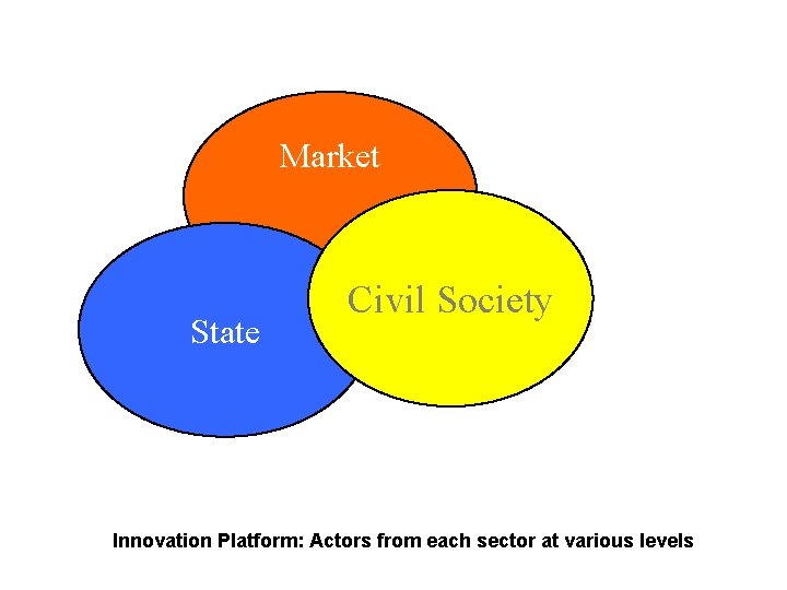 Market State Civil Society Innovation Platform: Actors from each sector at various levels 