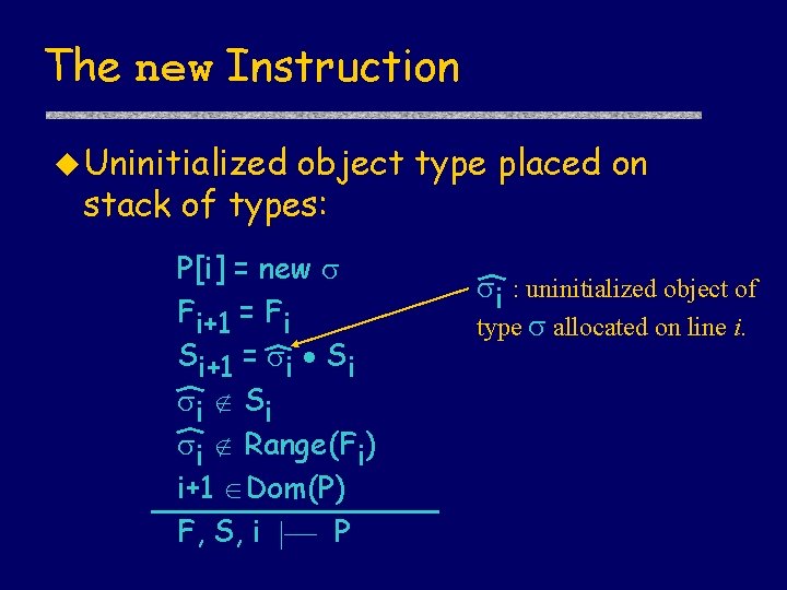 The new Instruction u Uninitialized object type placed on stack of types: P[i] =