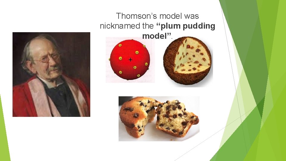 Thomson’s model was nicknamed the “plum pudding model”. 