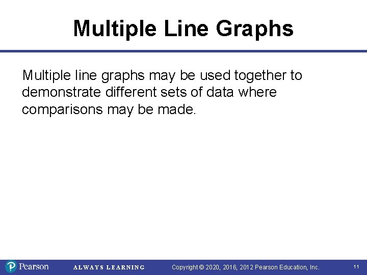 Multiple Line Graphs Multiple line graphs may be used together to demonstrate different sets