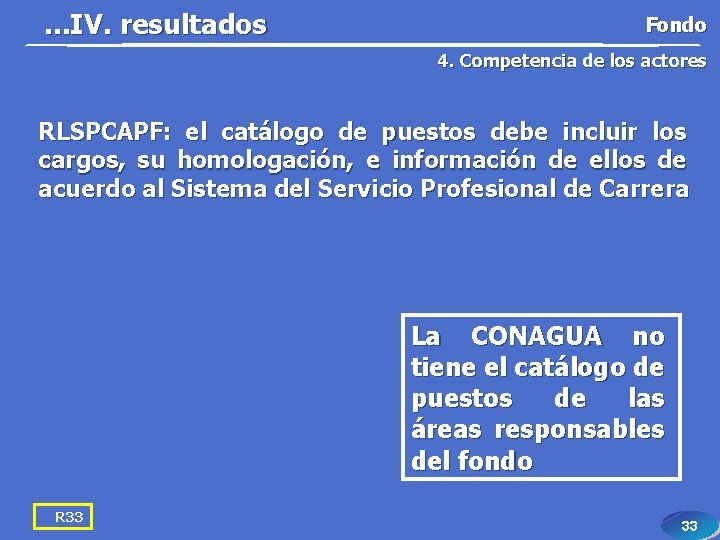 . . . IV. resultados Fondo 4. Competencia de los actores RLSPCAPF: el catálogo