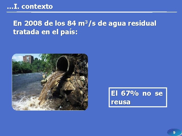 …I. contexto En 2008 de los 84 m 3/s de agua residual tratada en