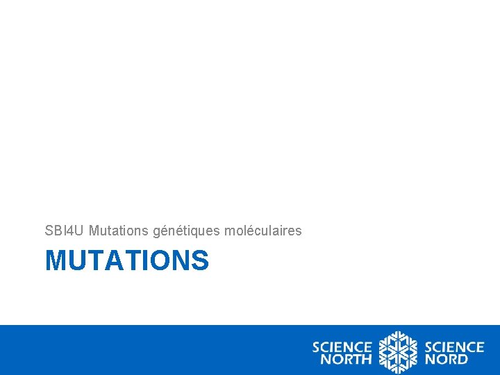 SBI 4 U Mutations génétiques moléculaires MUTATIONS 