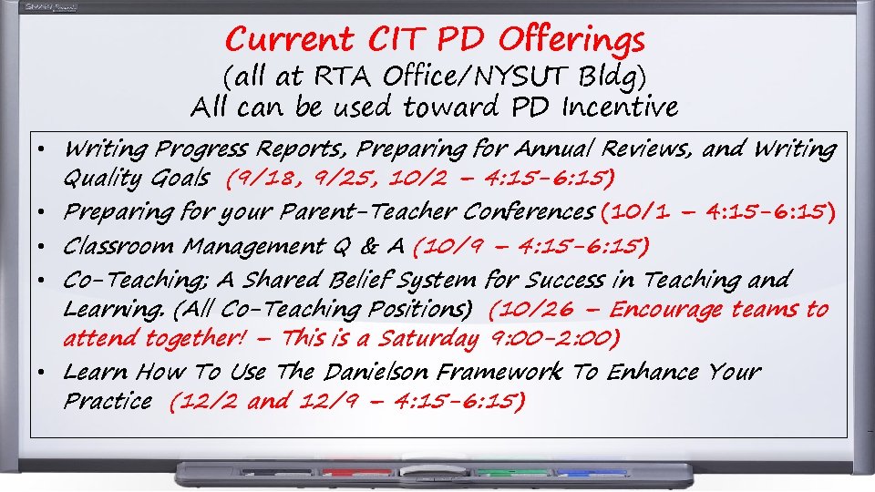 Current CIT PD Offerings (all at RTA Office/NYSUT Bldg) All can be used toward