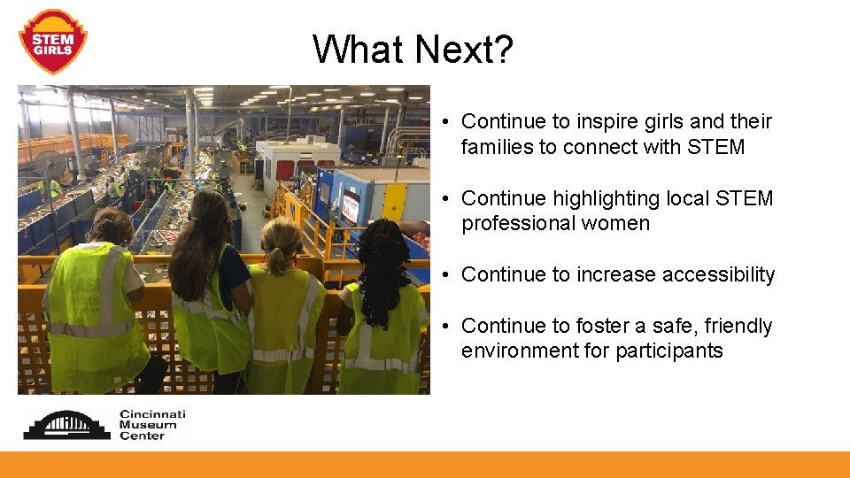 What Next? • Continue to inspire girls and their families to connect with STEM