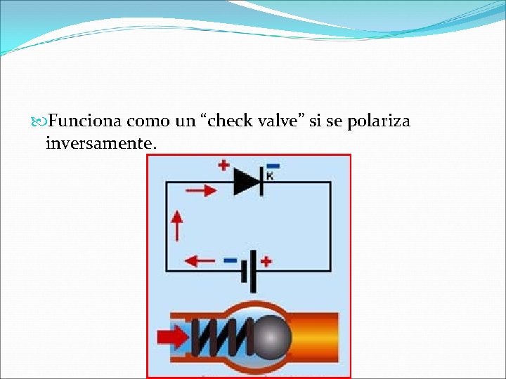  Funciona como un “check valve” si se polariza inversamente. 