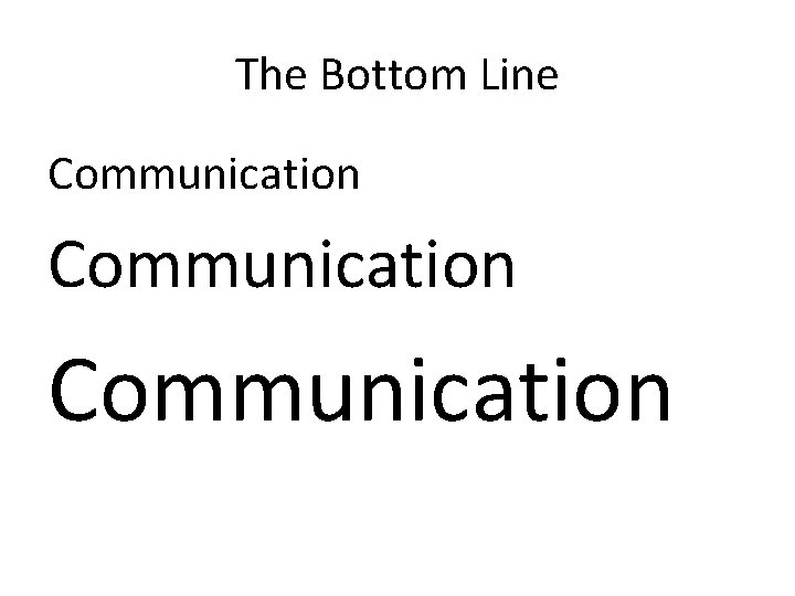 The Bottom Line Communication 