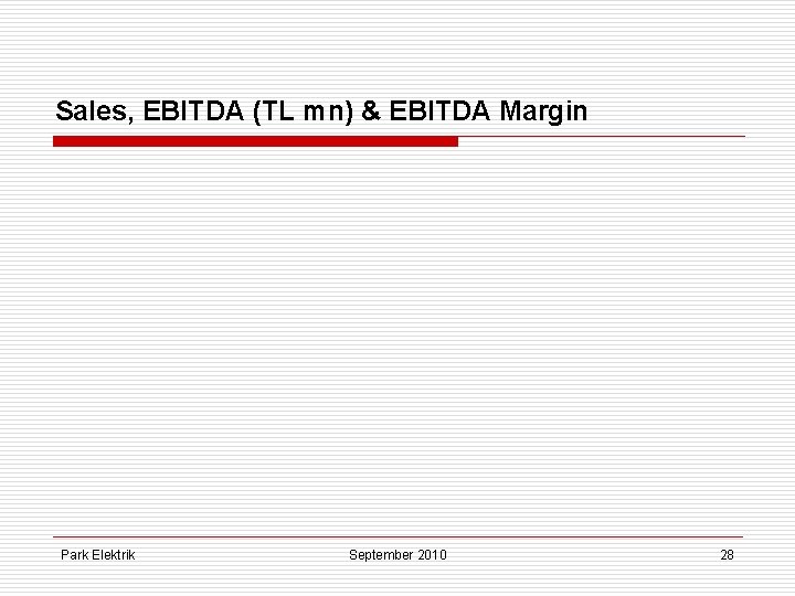 Sales, EBITDA (TL mn) & EBITDA Margin Park Elektrik September 2010 28 