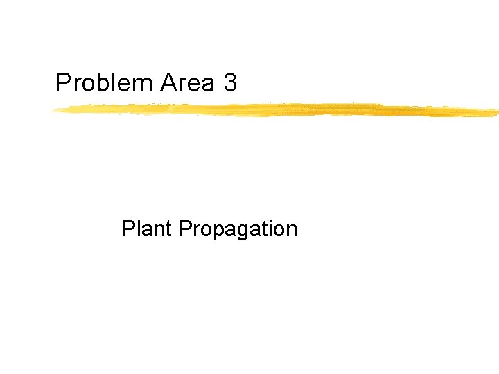 Problem Area 3 Plant Propagation 