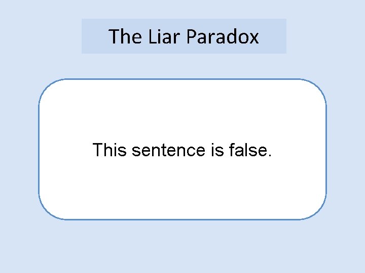 The Liar Paradox This sentence is false. 